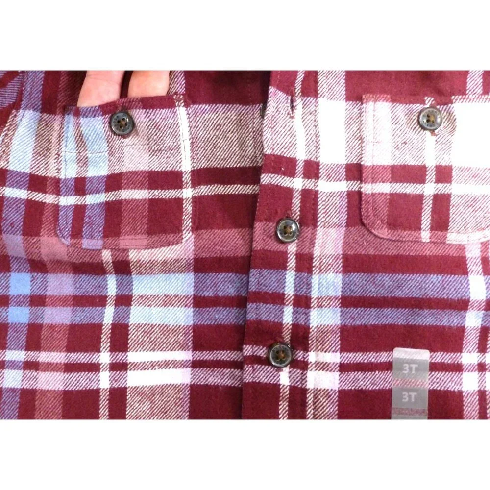 Oshkosh Bgosh Toddler Plaid Flannel‎ Shirt Jacket W/ Hood 3T NWT